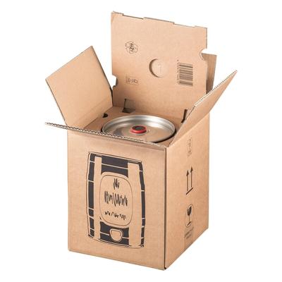 VEPATIM 10x Versandkarton für Bierfass Partyfässer 5 Liter 228x227x271mm inkl. Fixiereinlagen braun