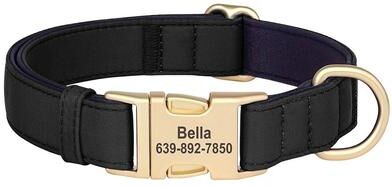 Inspired Finds Personalized Waterproof Nylon Dog Collar With Free Engraving black m