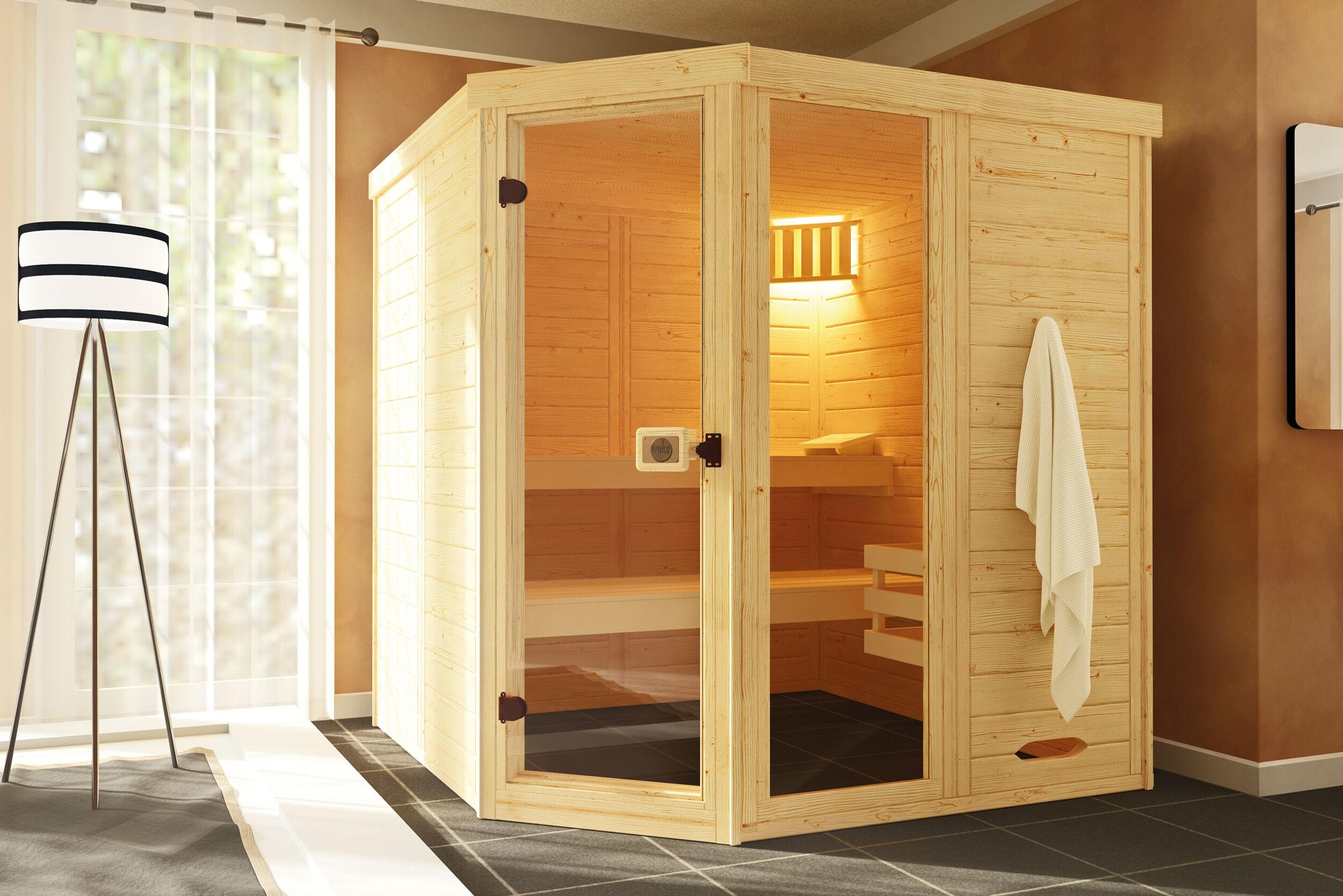 weka "Massivholz-Elementsauna LAUK" Blockbohlen, vorgefertigte Elemente