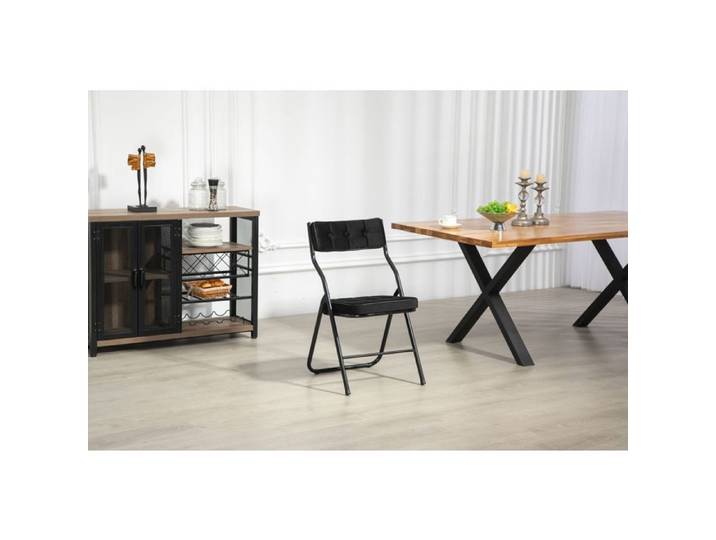 Chaise pliante - SOGEU - Lot de 2 - Assise rembourrée velours - Structure acier - Livré monté