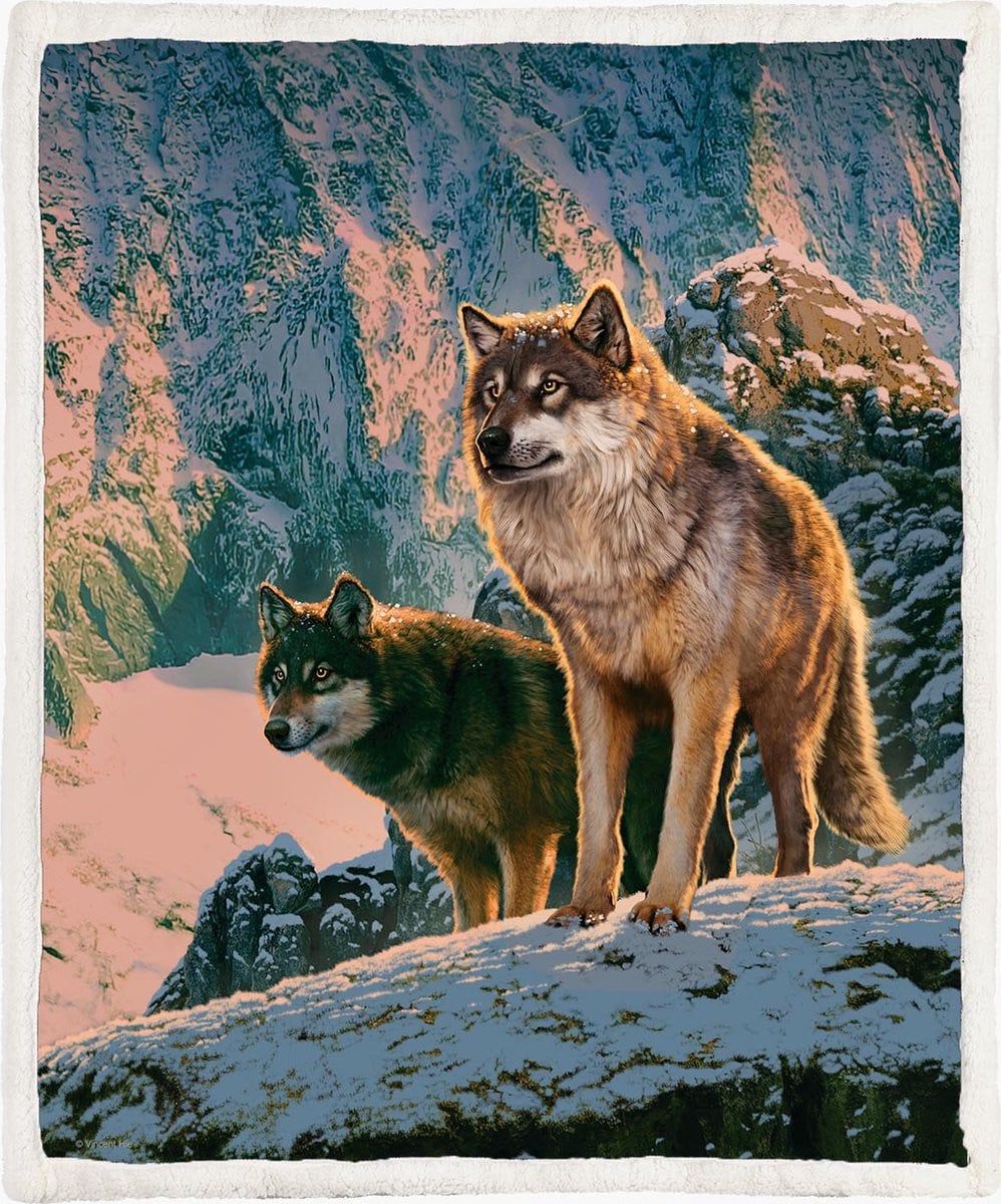 The Coloured House Wolven Fleece Deken voor volwassenen, 130 x 150 cm