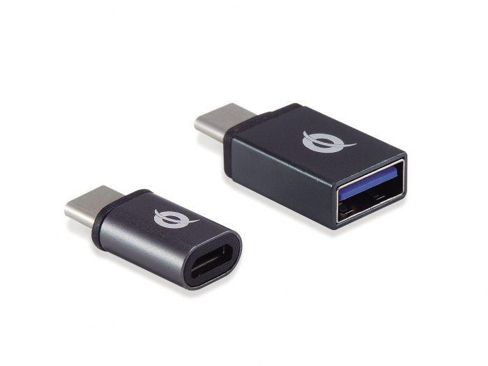 Conceptronic DONN04G OTG-Adapter für USB-C zu USB A/MicroB 2er Pack 10Gbps (C-A) 480Mbps (C-MicroUSB)