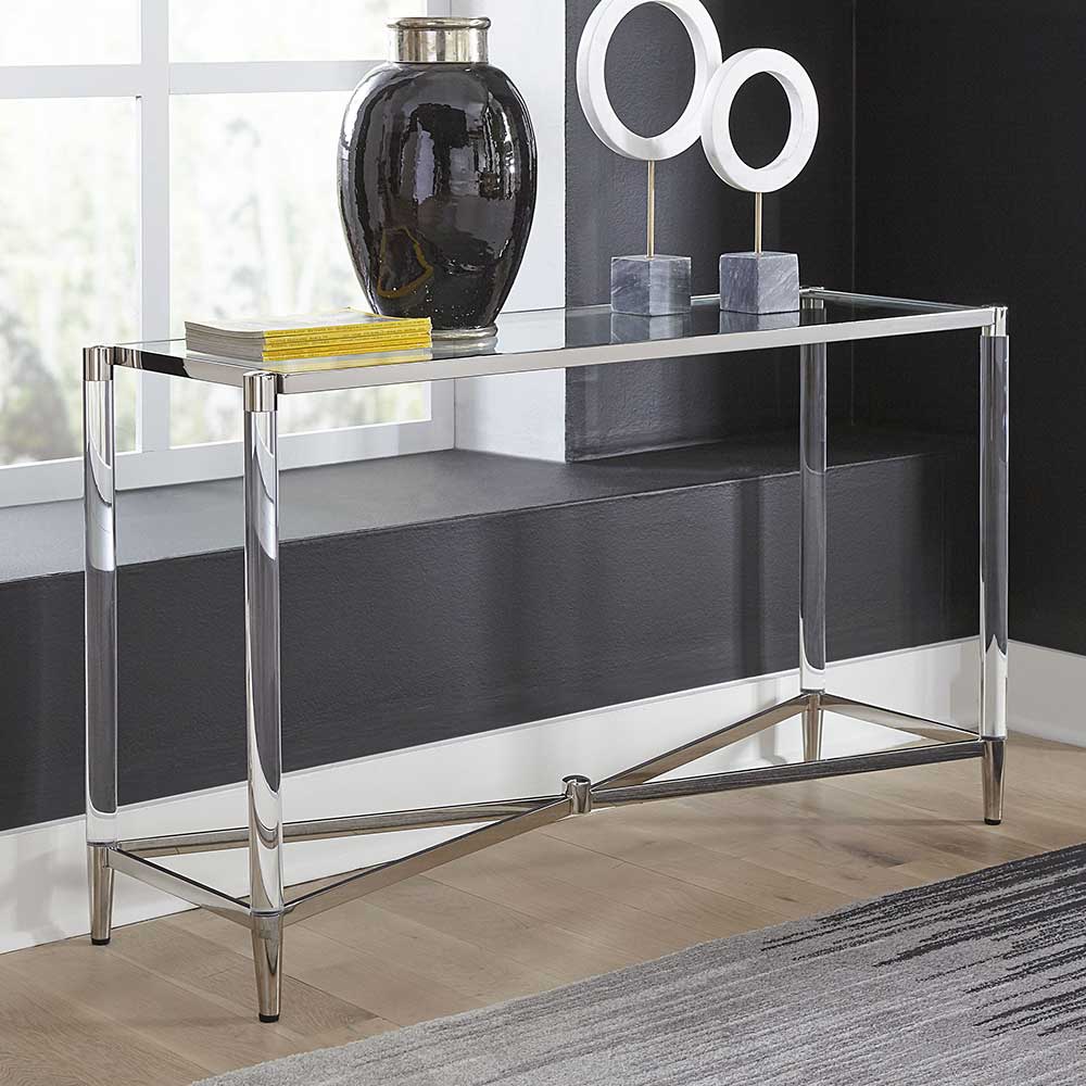 Pharao24.de Flur Tisch Konsole aus Sicherheitsglas - Acryl Edelstahl
