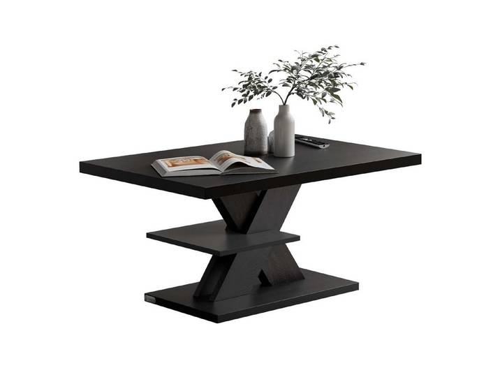 Casaria Couchtisch Detroit, Holz 2 Ablagen 90x60cm Modern Eckig Kratzfest Schwarz