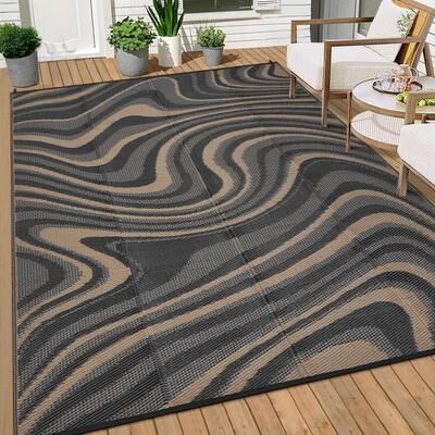Garvee Waterproof Reversible Modern Abstract Outdoor Rug