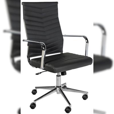 Décoshop26 - Bürostuhl mit ergonomischer Rückenlehne schwarzen Kunstlederarmlehnen und Metallgestell 10_0006913