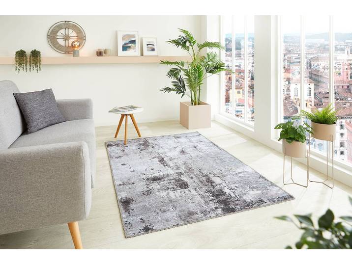 Teppich Lago Typ A Silber/Silber/Braun 160 x 230cm Kunststoffart: Polyester PVC Material: Kunststoff Muster: Abstrakt