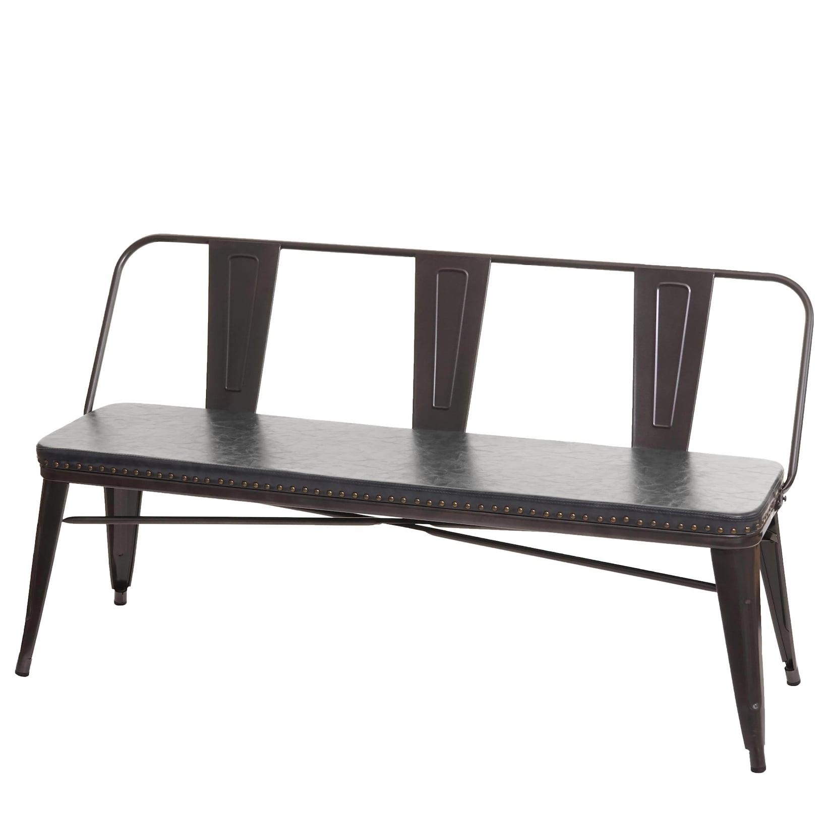 3er Sitzbank MCW-H10, Garderobenbank Esszimmerbank, Kunstleder Chesterfield Industrial Gastronomie ~ schwarz-grau