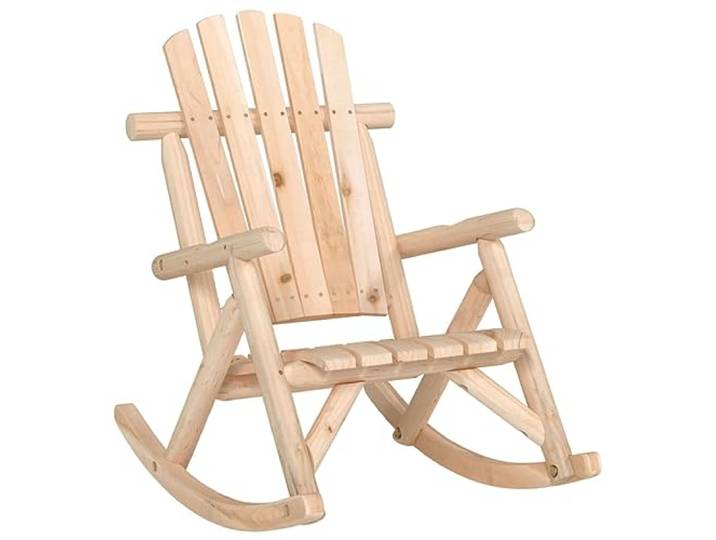KTHLBRH 5-teiliges Gartenmöbel-Set aus massivem Fichtenholz 4 x Adirondack Schaukelstuhl, 1 x Tisch, unbehandeltes Fichtenholz, Montage erforderlich, Verwendung im Außenbereich