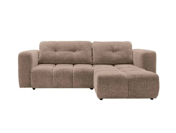 Romy - Canapé D'Angle Convertible Tissu Chenille 3 Places Café
