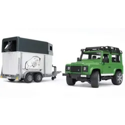 BRUDER® 02592 Land Rover Defender Station Wagon mit Pferdeanhänger und 1 Pferd