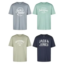 Jack & Jones Tshirt Herren Regular Fit JJLINO 4er Pack Set Pack - Pack 6 - XL