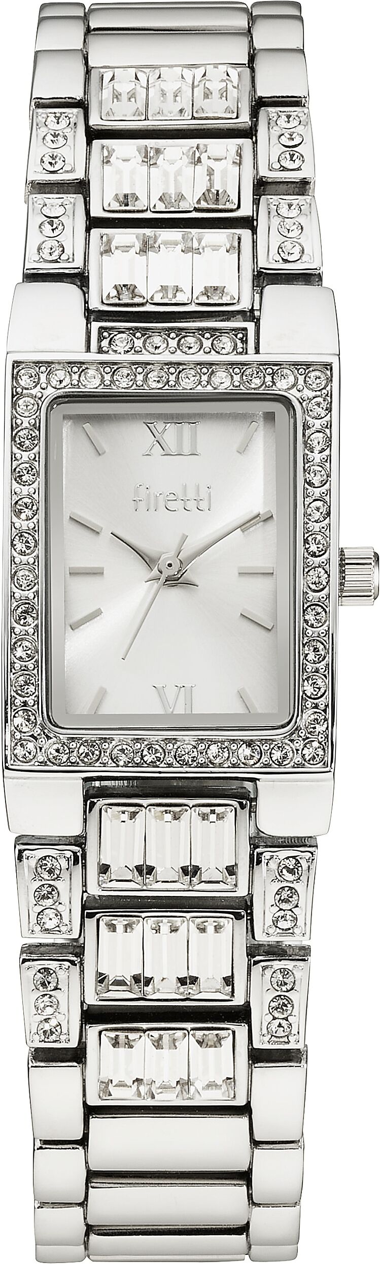 Quarzuhr FIRETTI "Baguette Sparkle", silber (silberfarben), Armbanduhren, Damen, Quarzuhr, Armbanduhr, Damenuhr, analog, Swarovski-Kristalle