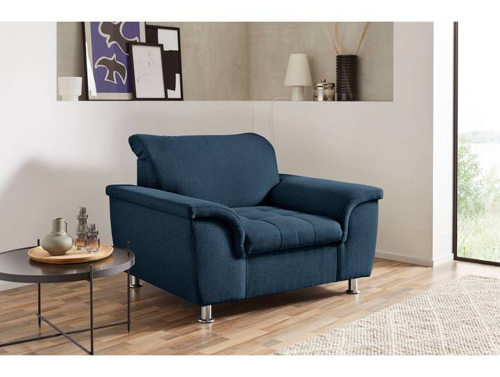 Sessel, Struktur fein, Dunkelblau, 120×105 cm, Mit Kopfteilverstellung, Modern, Domo-collection