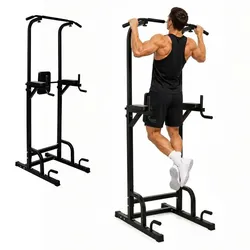 Relaxdays Power Tower für Pull-ups und Dips Schwarz