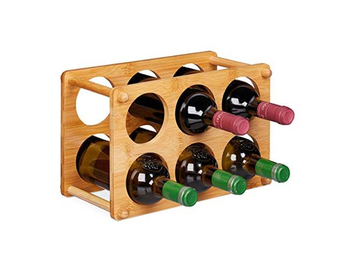 Relaxdays 10028815 Etagère\, 6 Bouteilles\, Support Cuisine\, Cave\, Salon\, Rangement à vin 21x32x18\,5 cm\, Nature