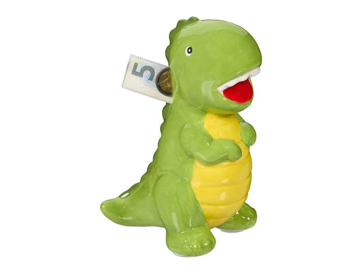 Spardose Dinosaurier Gelb-Grün-Rot
