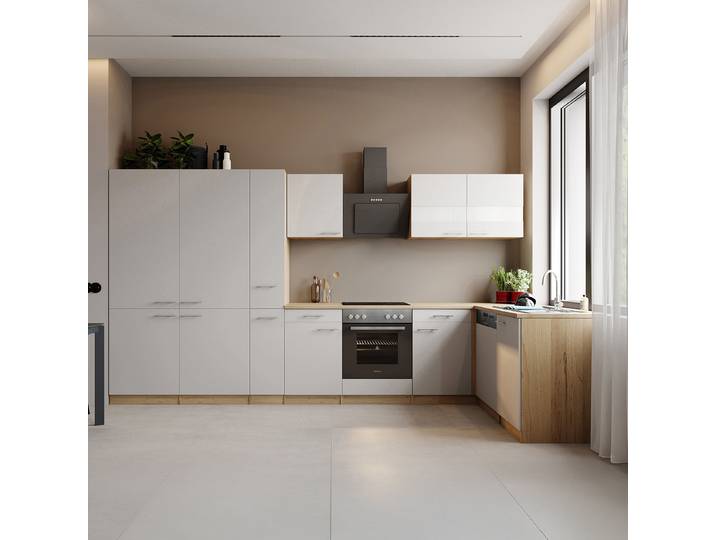 Eckküche Merle 370 cm French-Optik 370 x 200 x 172cm Weiß/Weiß