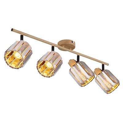 NOWA Deckenstrahler "RUN", braun (holzfarben), 4, Ø 9cm H: 15cm, 1 Stk., Leuchten, Deckenspot, Kristalle, Wohnzimmer, Flur, Essbereich, Deckenstrahler