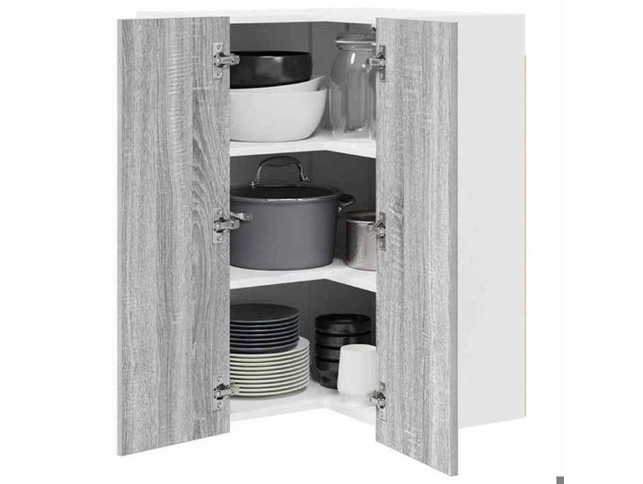 Black Week  Armoire rangement - CLARENCE - Vitrine suspendue - Riga Gris Sonoma et Blanc 57x57x80 cm AA978