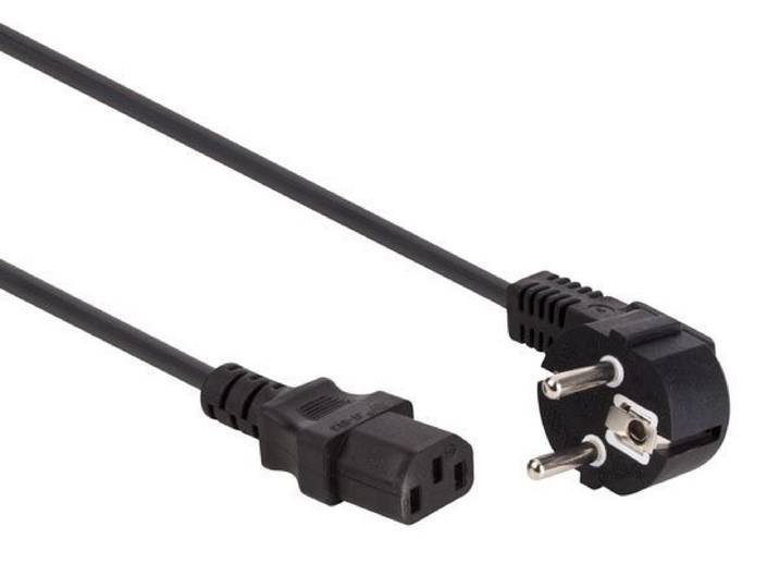Perel Voedingskabel - H05VV-F 3G1 - 2.5 m 10 A/230 V 2500 W type E/F 90° naar C13 zwart
