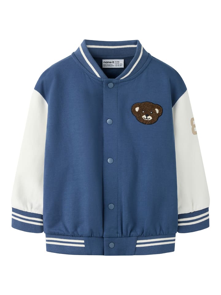 name it Sweatjacke "Pray" in Blau/ Weiß - 104