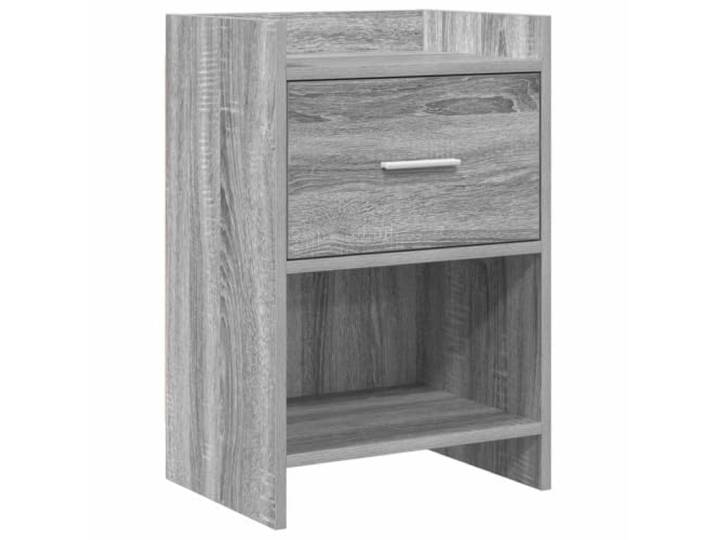 KUPTYERFG Nachttisch Grau Sonoma 40 x 30 x 60 cm Holzwerkstoff Kompakte Nachtkommode fürs Schlafzimmer mit Schublade, offenem Fach und schicken Metallgriffen.