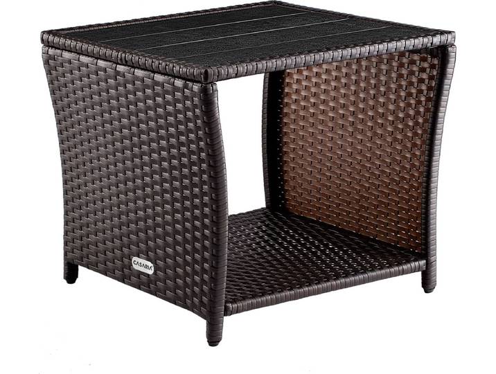 Casaria Polyrattan Bijzettafel - WPC Tafelblad 45x45x40cm – Bruin