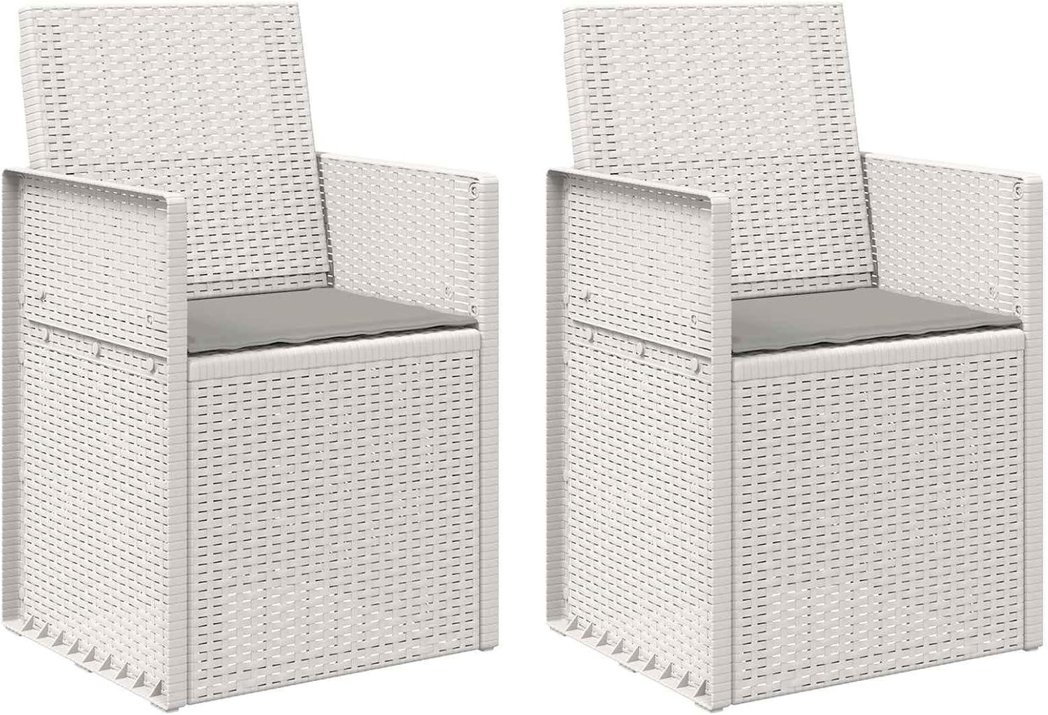 2er-Set Gartenstühle in Weiß und Hellgrau, 53x47x88,5 cm, klappbare Stühle aus UV-beständigem PP für Terrasse, Balkon und Garten