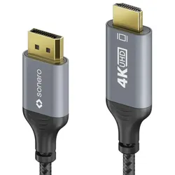 Sonero DisplayPort auf HDMI Kabel - 4K60 - grau/schwarz - 1,00m