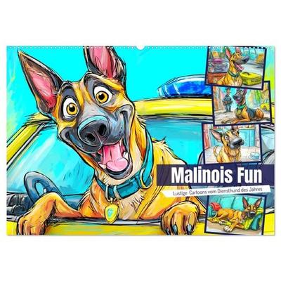 Malinois Fun. Lustige Cartoons vom Diensthund des Jahres! (Wandkalender 2027 DIN A2 quer), CALVENDO Monatskalender