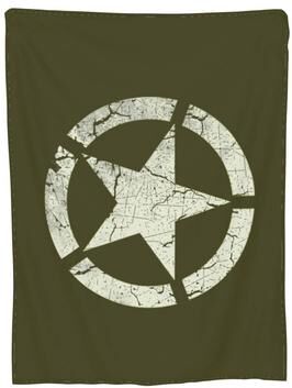 Shop Station Vintage Camouflage Blanket With US Army Star Emblem Lightweight Flannel Throw Blanket For Home & Travel green 29.53 39.37 In