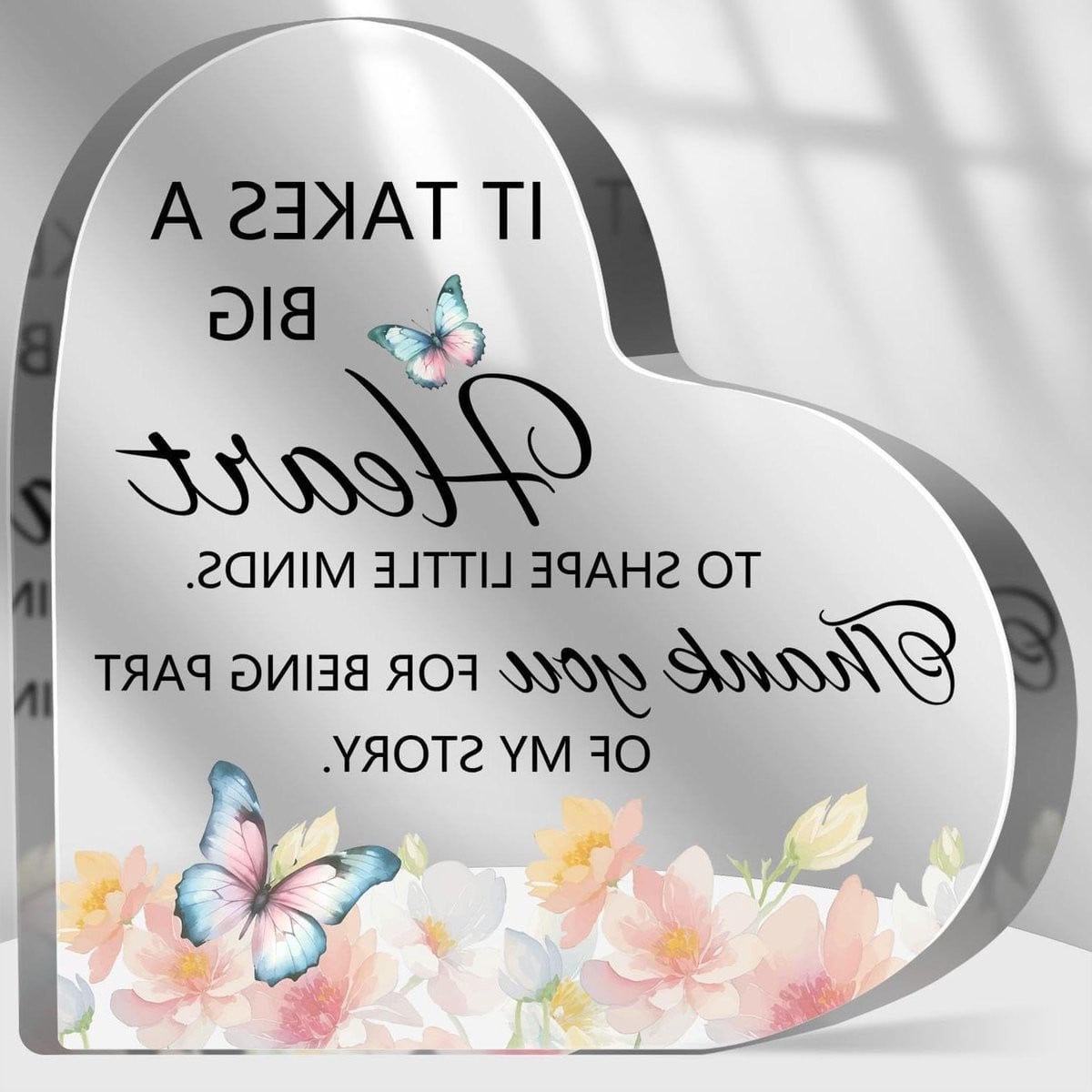 Acryl Decoratie Hart Plaquette Dankbaarheid Tonen Transparant 8,5 x 8,5 cm