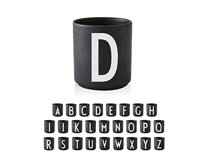 Design Lettres Coupe en porcelaine personnelle A-Z (BLACK) - D
