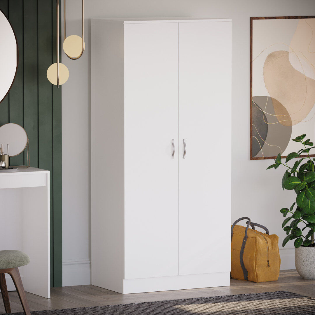 Hashtag Home Maybery 2 Door Wardrobe White 170cm H X 76cm W X 53cm D