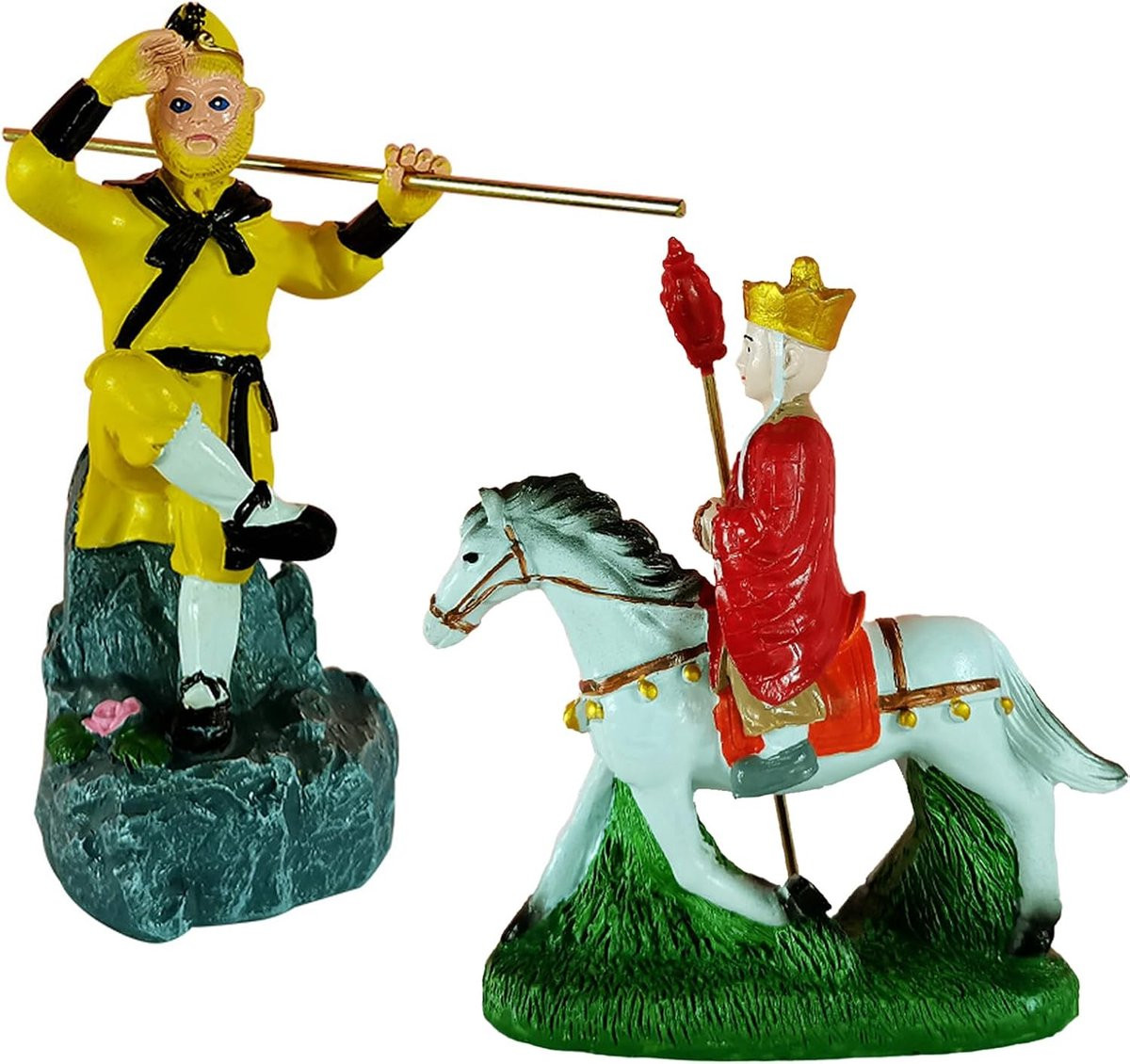 Set van 2 handgeschilderde Resin Aap Koning Standbeelden voor woonkamer decoratie
