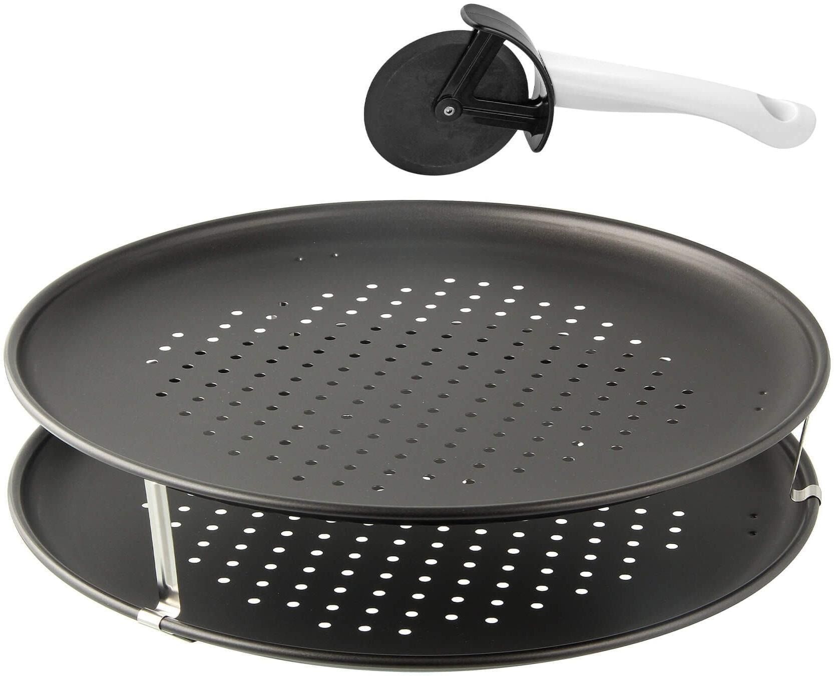Pizzablech ZENKER "Special – Countries Ø 32 cm, 3-teilig", schwarz, Ø:32cm, Stahlblech, Backbleche, Pizzablech schwarz Ø 32cm