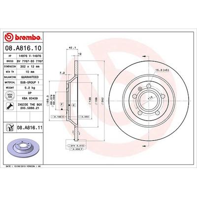Brembo Bremsscheibe [Hersteller-Nr. 08.A816.11] für Audi