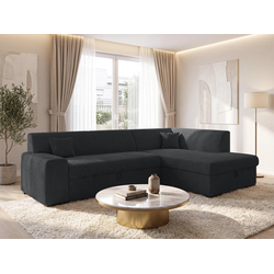 ECKSOFA L Form Lucera Schwarz 260/175/71 cm Rechts mit Schlaffunktion
