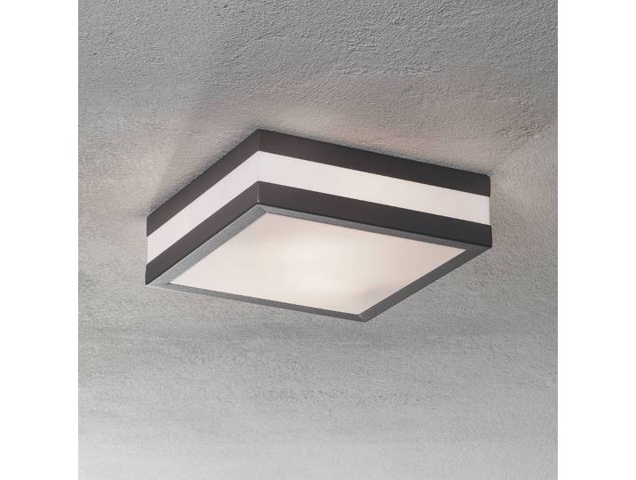 Brilliant Außendeckenleuchte Matteo, 2 x E27, IP44, anthrazit dimmbar, schwarz, Edelstahl, Modern, Wandlampe