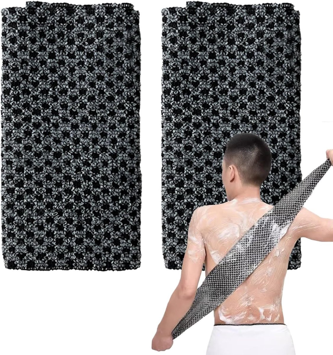 Set van 2 exfoliërende badhanddoeken voor lichaamsreiniging en massage