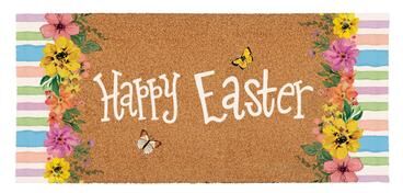 Evergreen Bunny Blooms Happy Easter Coir Mat