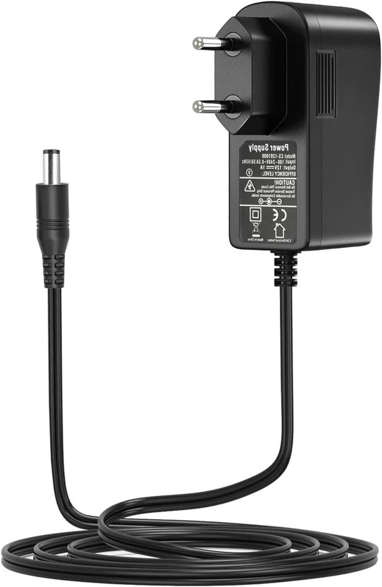 Dericam 12V 1A DC Voeding voor IP/CCTV Bewakingscamera met EU Stekker - Zwart