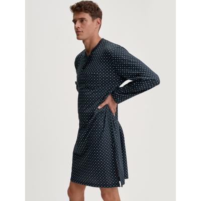Nachthemd CALIDA "Relax Streamline", Herren, Gr. XL (56), N-Gr, Langarm, Interlock, blau (saphir blau), Interlock, Obermaterial: 100% Baumwolle, normal kniefrei, Rundhals, Kleider Nachthemd, seitliche Schlitze, Interlock-Qualität, Langarm, Knopfleiste