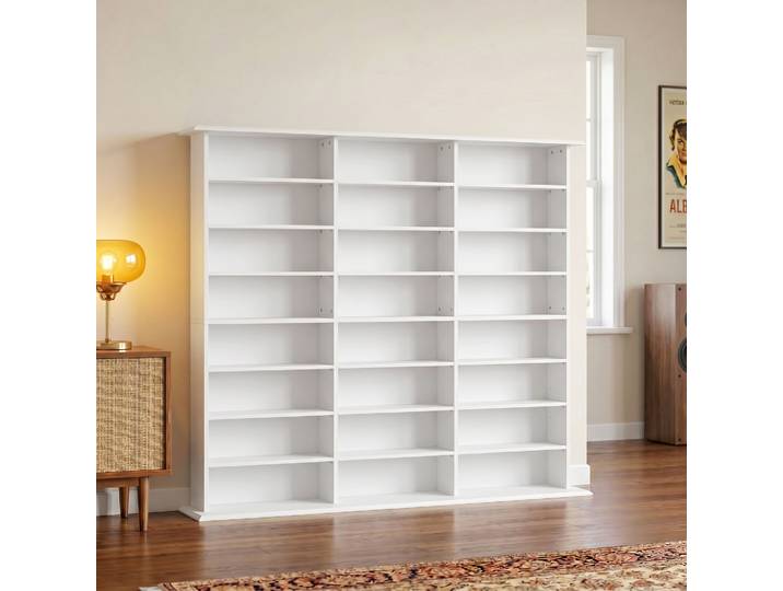 HOMCOM Étagère Multimédia 24 Compartiments 1032 CDs Blanc