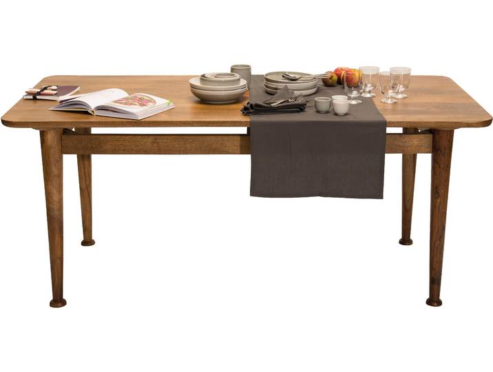 Esstisch SIT Vaduz 180 x 90 cmaus Mangoholz Massivholz , gelb (mango natur), B:180cm H:76cm T:90cm, Tische, Esstisch, Markante Holzbeine mit dekorativen Absätzen in Tellerform