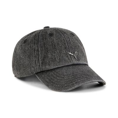 Baseball Cap PUMA "WARDROBE ESS METAL DAD CAP", Herren, grau (puma schwarz), Baumwolle, unifarben, Caps, lässiger Retro-Look, unstrukturierte Cap, lockere Passform