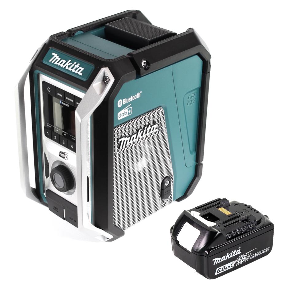 Makita DMR 115 G1 Akku Baustellenradio 12V - 18V Bluetooth DAB+ IP65- + 1x Akku 6,0 Ah, ohne Ladege (DAB, DAB+, FM, Bluetooth) (DMR115G1)