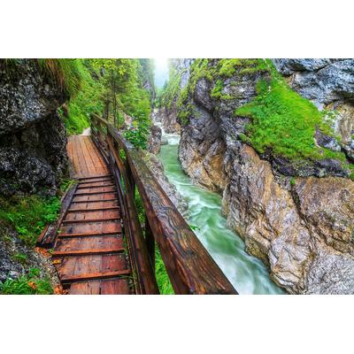 Fototapete PAPERMOON "Weg am Fluss", bunt, B:3,5m L:2,6m, Vlies, Tapeten