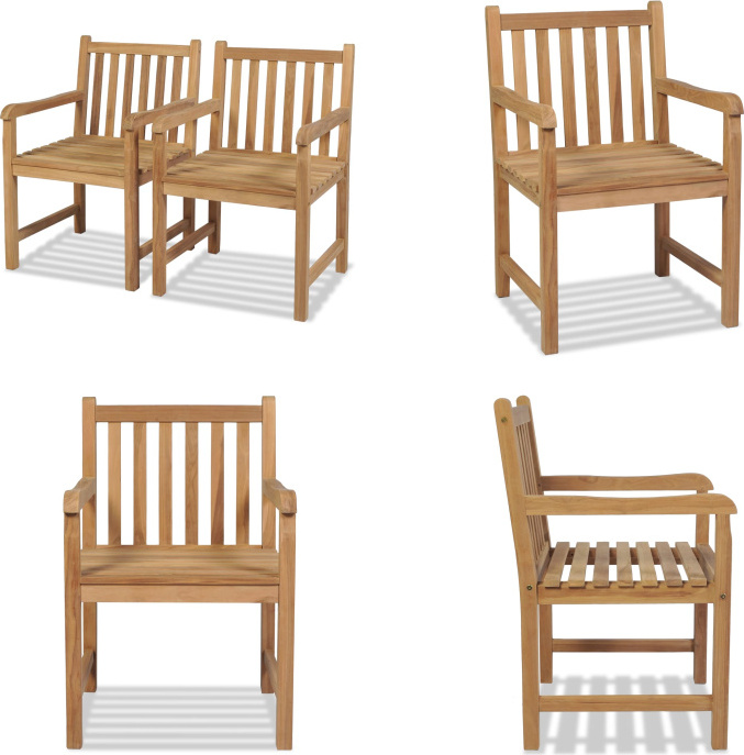 vidaXL Gartenstühle 2 Stk. Massivholz Teak - Gartenstuhl - Gartenstühle - Stuhl - Stühle